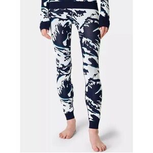 NEW ✨ Sweaty Betty Women's Peaks Ski Jacquard Base Layer Leggings Blue Sz Medium